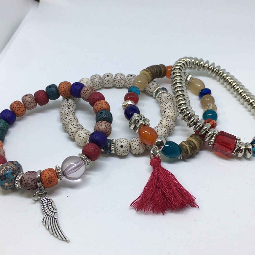 Boho style beaded stretch bracelet